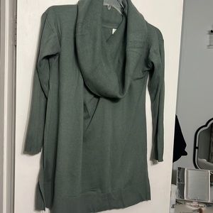 Sage green cowl neck tunic sweater